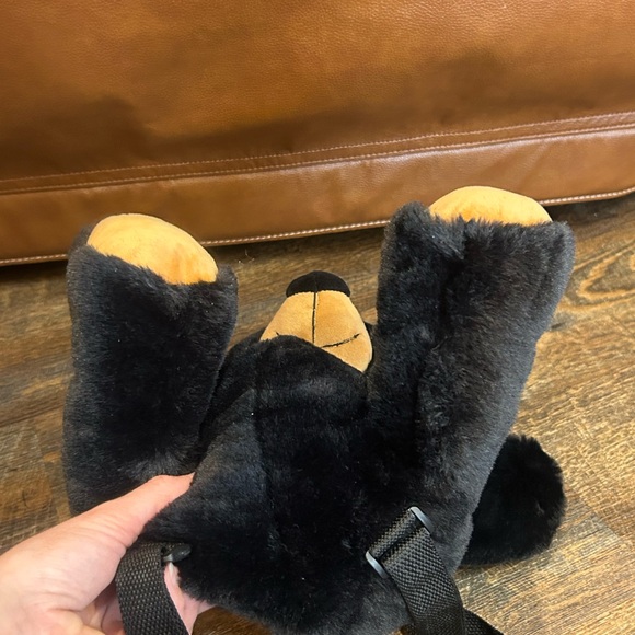 Cuddly Black and Tan Plush Bear Backpack - Picture 8 of 9